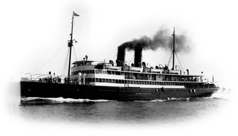 Technical data: Steamer, Owner Österreichischer Lloyd; Length 83 m Width 12 m Depth 6,7 m BRT 2100 NRT 860 iPS 4000 Built at Trieste Launching 1913 Propulsion 2 propellers